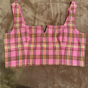 Anthropologie Pink Plaid Tank Top